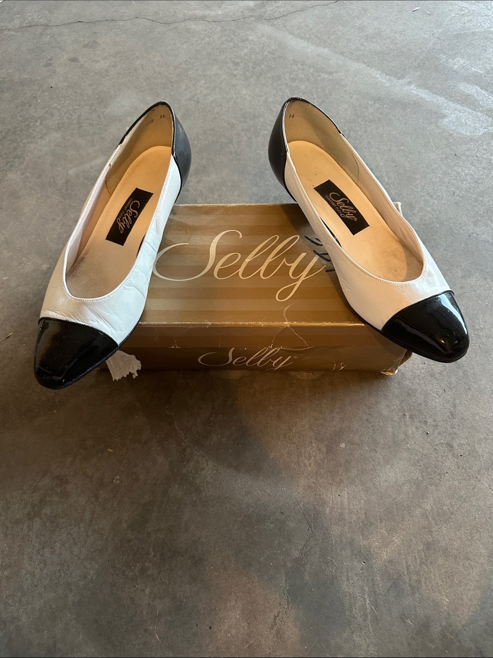 Selby Women's Black and White Cap-Toe Slip-On Flats